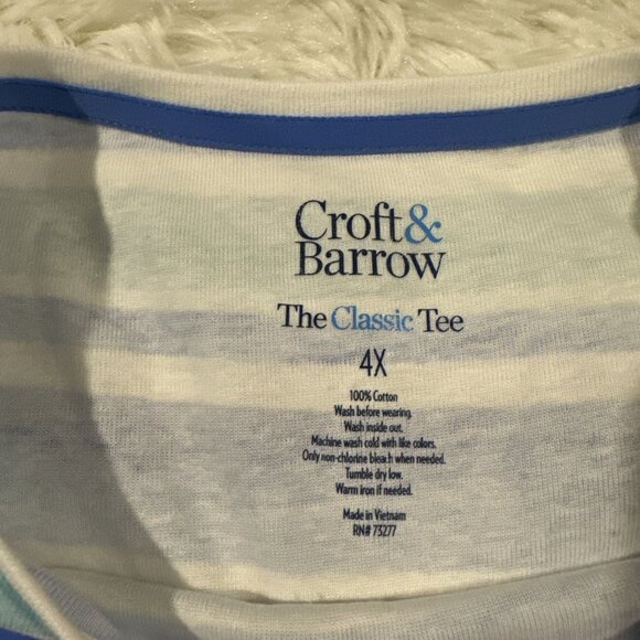Croft and Barrow womens The Classic Tee coastal stripes 4X 100% cotton short sl - Picture 8 of 11